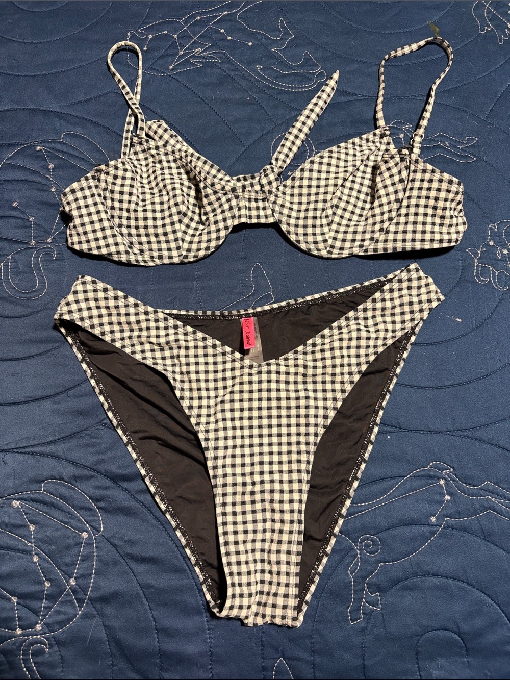 Betsey Johnson Black and White Gingham Underwire Bikini